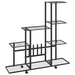 vidaXL, vidaXL Blumenständer auf Rollen 94,5x25x92,5 cm Schwarz Metall