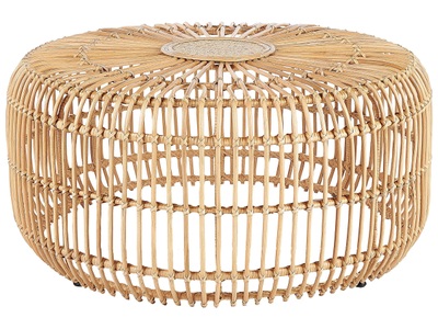 Beliani, Couchtisch aus Rattan Boho RANDAZZO Couchtisch aus Rattan Boho RANDAZZO, Beliani - Couchtisch aus Rattan Boho RANDAZZO, One Size, Perle
