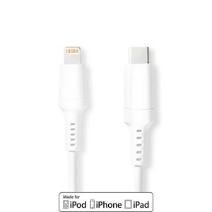 Lightning Kabel | USB 2.0 | Apple Lightning, 8-polig | USB-C? Stecker | 480 Mbps | Vernickelt | 1,00 m | Rund | PVC | Weiß | Box