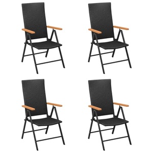 vidaXL, vidaXL Gartenstühle 4 Stk. Poly Rattan Schwarz, vidaXL Gartenstühle 4 Stk. Poly Rattan Schwarz