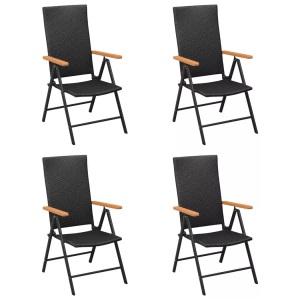 vidaXL, vidaXL Gartenstühle 4 Stk. Poly Rattan Schwarz, vidaXL Gartenstühle 4 Stk. Poly Rattan Schwarz
