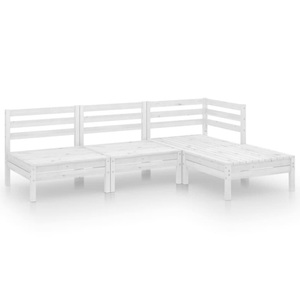 vidaXL, vidaXL 4-tlg. Garten-Lounge-Set Massivholz Kiefer Weiß