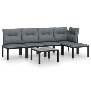 vidaXL, vidaXL 6-tlg. Garten-Lounge-Set Schwarz und Grau Poly Rattan