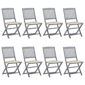 vidaXL, vidaXL Klappbare Gartenstühle 8 Stk. mit Kissen Massivholz Akazie