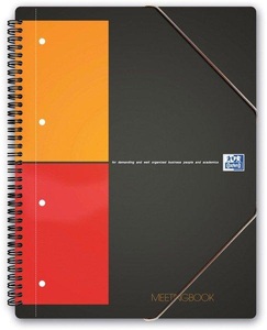 Oxford, Oxford Collegeblock 100100362 Grau, Orange, Rot DIN A4+ kariert mit Rand innen/außen Anzahl der Blätter: 80, Oxford Meetingbook, A4+, kariert, 5mm, 100100362, (80 Blatt)