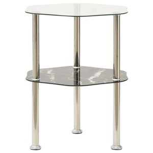 vidaXL, vidaXL Beistelltisch 2 Ablagen Transparent Schwarz 38x38x50cm Hartglas