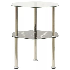 vidaXL, vidaXL Beistelltisch 2 Ablagen Transparent Schwarz 38x38x50cm Hartglas