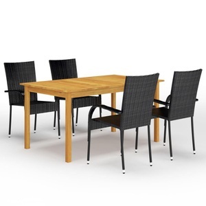 vidaXL, vidaXL 5-tlg. Garten-Essgruppe Schwarz, vidaXL 5-tlg. Garten-Essgruppe Schwarz