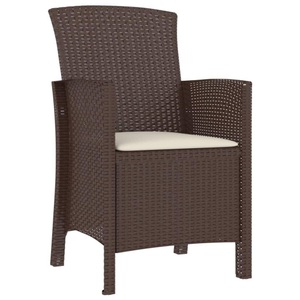 vidaXL, vidaXL Gartenstuhl mit Kissen PP Rattan Braun, vidaXL Gartenstuhl mit Kissen PP Rattan Braun