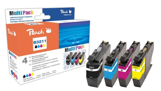 Peach, Peach Brother LC-3211, PEA, Multi-Pack, REM, FW, Peach Tinte Brother LC-3211 Multi-Pack Black/Cyan/Magenta/Yellow