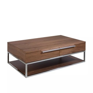 Angel cerda, Couchtisch Walnuss und Chromstahl Couchtisch Walnuss und Chromstahl, ANGEL CERDA - Couchtisch Walnuss und Chromstahl, One Size, Baumnuss