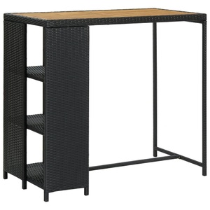 vidaXL, vidaXL Bartisch mit Regal Schwarz 120x60x110 cm Poly Rattan, vidaXL Bartisch mit Regal Schwarz 120x60x110 cm Poly Rattan