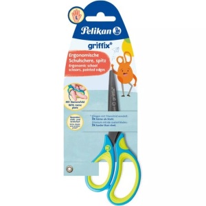 Pelikan, Pelikan Kinderschere griffix Blau, Gr?n, Pelikan Schere griffix Schule, Neon Fresh Blue, Linkshänder, Spitz 15 cm