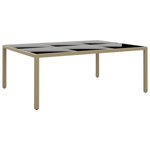 vidaXL, vidaXL Gartentisch 200x150x75 cm Hartglas und Poly Rattan Beige
