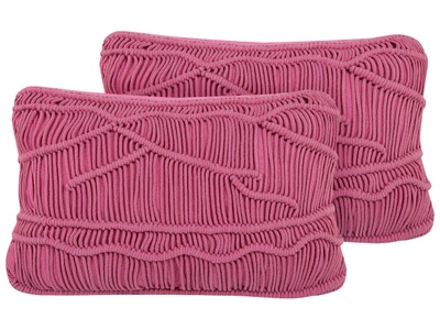 Beliani, Kissen 2er Set aus Baumwolle Boho KIRIS Kissen 2er Set aus Baumwolle Boho KIRIS, Beliani - Dekokissen 2er Set aus Baumwolle Boho KIRIS, One Size, Orchidee