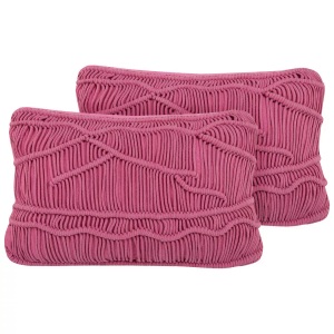 Beliani, Kissen 2er Set aus Baumwolle Boho KIRIS Kissen 2er Set aus Baumwolle Boho KIRIS, Beliani - Dekokissen 2er Set aus Baumwolle Boho KIRIS, One Size, Orchidee