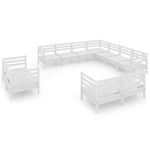 vidaXL, vidaXL 11-tlg. Garten-Lounge-Set Massivholz Kiefer Weiß, vidaXL 11-tlg. Garten-Lounge-Set Massivholz Kiefer Weiß