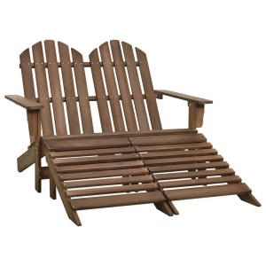 vidaXL, vidaXL 2-Sitzer Adirondack-Gartenbank mit Fußstütze Tannenholz Braun, vidaXL Adirondack-Gartenbank 2-Sitzer mit Fußteil Tannenholz Braun