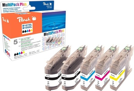 Peach, Peach Spar Pack Plus Tintenpatronen, kompatibel zu Brother LC-125XL, LC-127XL, Peach Tintenset Brother LC-127XL C, M, Y, 2x BK