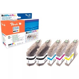 Peach, Peach Spar Pack Plus Tintenpatronen, kompatibel zu Brother LC-125XL, LC-127XL, Peach Tintenset Brother LC-127XL C, M, Y, 2x BK