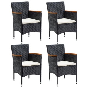 vidaXL, vidaXL Garten-Essstühle 4 Stk. Poly Rattan Schwarz