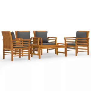 vidaXL, vidaXL 5-tlg. Garten-Lounge-Set mit Kissen Massivholz Akazie, vidaXL 5-tlg. Garten-Lounge-Set mit Kissen Massivholz Akazie
