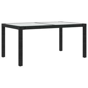 vidaXL, vidaXL Gartentisch 150x90x75 cm Gehärtetes Glas Poly Rattan Schwarz