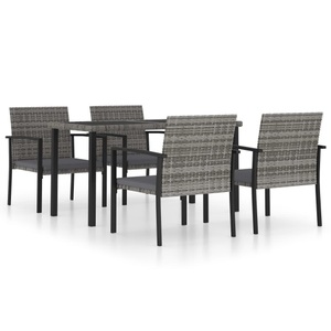 vidaXL, vidaXL 5-tlg. Garten-Essgruppe Poly Rattan Grau, vidaXL 5-tlg. Garten-Essgruppe Poly Rattan Grau