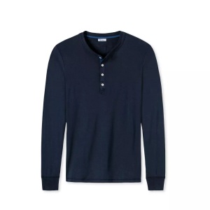 Schiesser, Shirt langarm dunkelblau - Revival Karl-Heinz 8, Schiesser Revival - Longsleeve Bequem sitzend, für Herren, Blau, Größe XXL