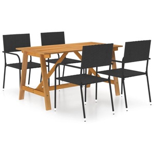 vidaXL, vidaXL 5-tlg. Garten-Essgruppe Schwarz, VidaXL - Garten-essgruppe poly-rattan, One Size, Schwarz