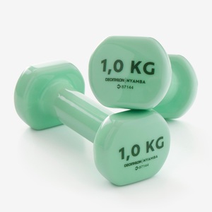 DOMYOS, Hantelset 2×1kg - Unisex Hellgrün 1 kg, DOMYOS - Hantel - PVC 1, 1 kg, Hellgrün