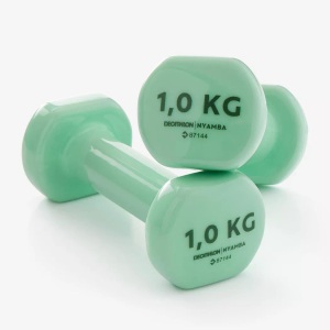 DOMYOS, Hantelset 2×1kg - Unisex Hellgrün 1 kg, DOMYOS - Hantel - PVC 1, 1 kg, Hellgrün