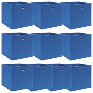 vidaXL, vidaXL Aufbewahrungsboxen 10 Stk. Blau 32×32×32 cm Stoff, vidaXL Aufbewahrungsboxen 10 Stk. Blau 32x32x32 cm Stoff