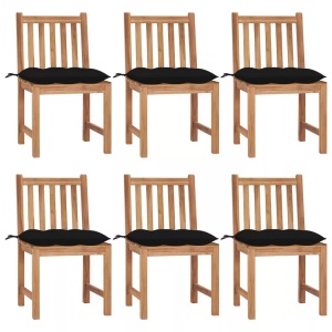 vidaXL, vidaXL Gartenstühle 6 Stk. mit Kissen Massivholz Teak, vidaXL Gartenstühle 6 Stk. mit Kissen Massivholz Teak