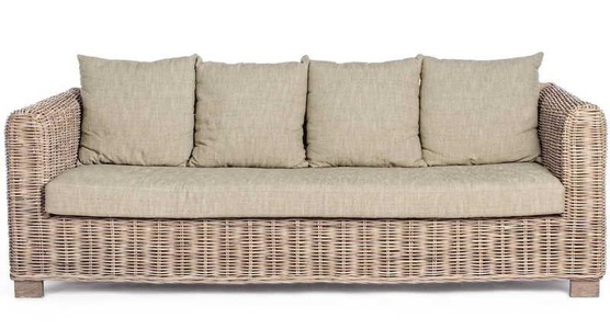 mutoni Garten Deluxe, Gartensofa Rattan mit Kissen Fortaleza (3-Sitzer), Sofa Brunej