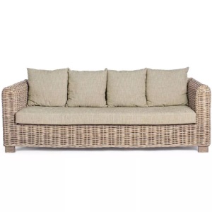 mutoni Garten Deluxe, Gartensofa Rattan mit Kissen Fortaleza (3-Sitzer), Sofa Brunej