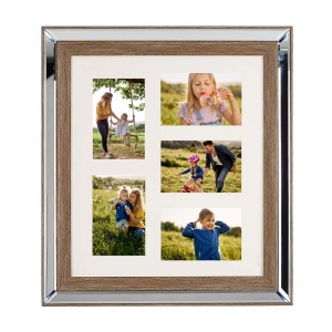 Beliani, 5er-Fotorahmen aus Glas Modern SINTA 5er-Fotorahmen aus Glas Modern SINTA, Beliani - Fotorahmen aus Glas Glamourös SINTA, One Size, Braun Leder