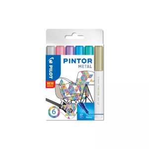 Pilots, Pilots Pilot Marker Pintor Pastel Extra fein, Pilot Marker Set Pintor, EF, metallic, S6/0537489, (6 Farben)