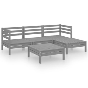 vidaXL, vidaXL 5-tlg. Garten-Lounge-Set Kiefer Massivholz Grau, 