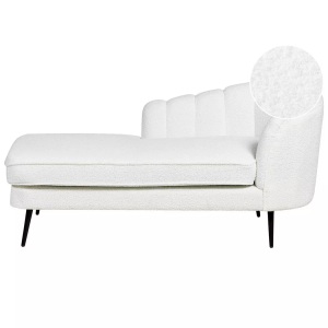 Beliani, Chaiselongue aus Bouclé Glamourös ALLIER Chaiselongue aus Bouclé Glamourös ALLIER, Beliani - Rechtsseitige Chaiselounge aus Bouclé Glamourös ALLIER, One Size, Schneeweiss