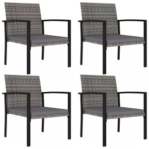 vidaXL, vidaXL Garten-Essstühle 4 Stk. Poly Rattan Grau, vidaXL Garten-Essstühle 4 Stk. Poly Rattan Grau