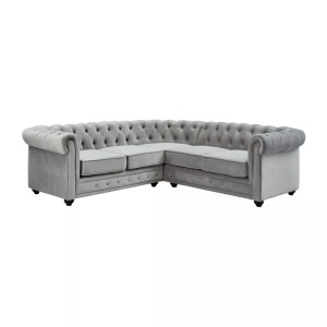 Vente-unique, Ecksofa Samt CHESTERFIELD Ecksofa Samt CHESTERFIELD, Vente-unique - Ecksofa Samt CHESTERFIELD, One Size, Grau