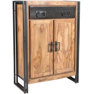 mutoni living, Hochkommode Natural Factory natur antikschwarz 75x110, Hochkommode Kuba Vintage natur 75x110