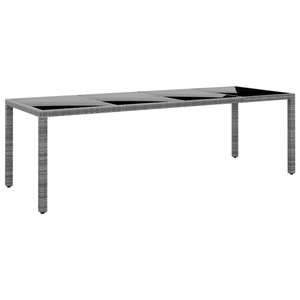vidaXL, vidaXL Gartentisch 250x100x75 cm Hartglas und Poly Rattan Grau, vidaXL Gartentisch 250x100x75 cm Hartglas und Poly Rattan Grau