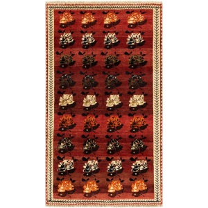 Vidal, Gabbeh Gabbeh, VIDAL - Handgemachter Teppich Gabbeh, 120x180 cm, Rot Bunt