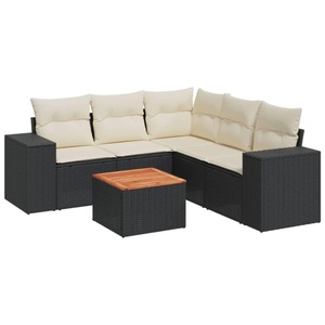 vidaXL, vidaXL 6-tlg. Garten-Sofagarnitur mit Kissen Schwarz Poly Rattan, vidaXL 6-tlg. Garten-Sofagarnitur mit Kissen Schwarz Poly Rattan