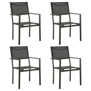 vidaXL, vidaXL Gartenstühle 4 Stk. Textilene und Stahl Schwarz und Anthrazit, vidaXL Gartenstühle 4 Stk. Textilene und Stahl Schwarz und Anthrazit