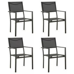vidaXL, vidaXL Gartenstühle 4 Stk. Textilene und Stahl Schwarz und Anthrazit, vidaXL Gartenstühle 4 Stk. Textilene und Stahl Schwarz und Anthrazit