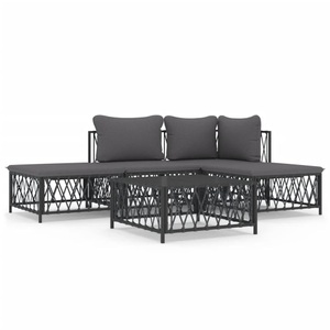 vidaXL, vidaXL 5-tlg. Garten-Lounge-Set mit Kissen Anthrazit Stahl, vidaXL 5-tlg. Garten-Lounge-Set mit Kissen Anthrazit Stahl