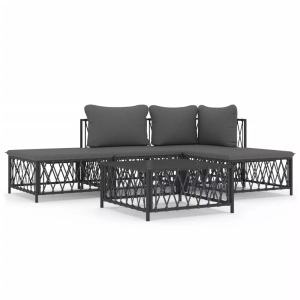 vidaXL, vidaXL 5-tlg. Garten-Lounge-Set mit Kissen Anthrazit Stahl, vidaXL 5-tlg. Garten-Lounge-Set mit Kissen Anthrazit Stahl
